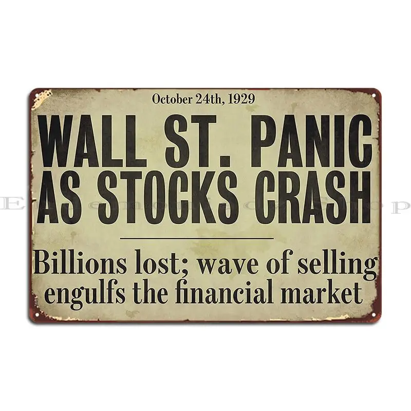 1929 Wall Street Stock Market Crash Metal Sign Plaques Create Cinema Garage Decoration Wall Cave Tin Sign Poster