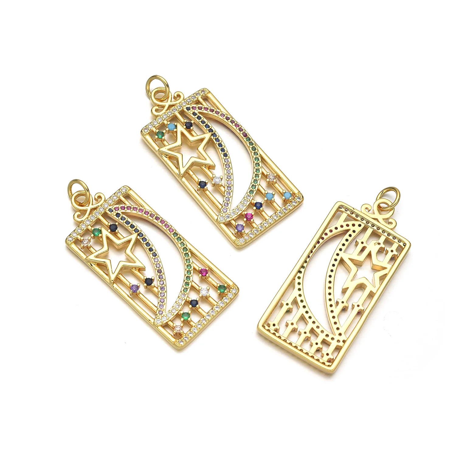 5 Pieces European and American Complex Rectangular Tarot Pendant Accessorie DIY Pearl Necklace Jewelry Making Material Wholesale