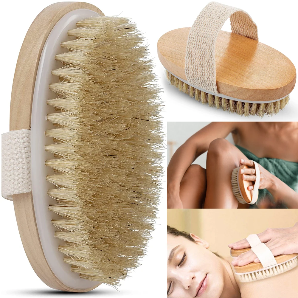 1Pcs Body Exfoliating Scrub Brush Wet Dry Skin Body Natural Bristle Brush Soft SPA Brush Bath Massager Woman Man Skin Care Tool