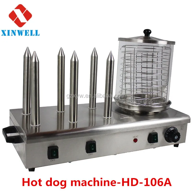 

Stainless Steel Hot-Dog Grill HD-106A with 6 heating spike hot dog maker machine