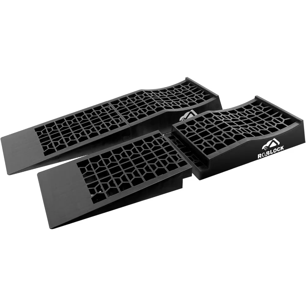 Adjustable Low-Profile Vehicle Ramps for Jack Support and High Lift, Sturdy Car Ramps for Low-Slung Cars, Detachable Automotive