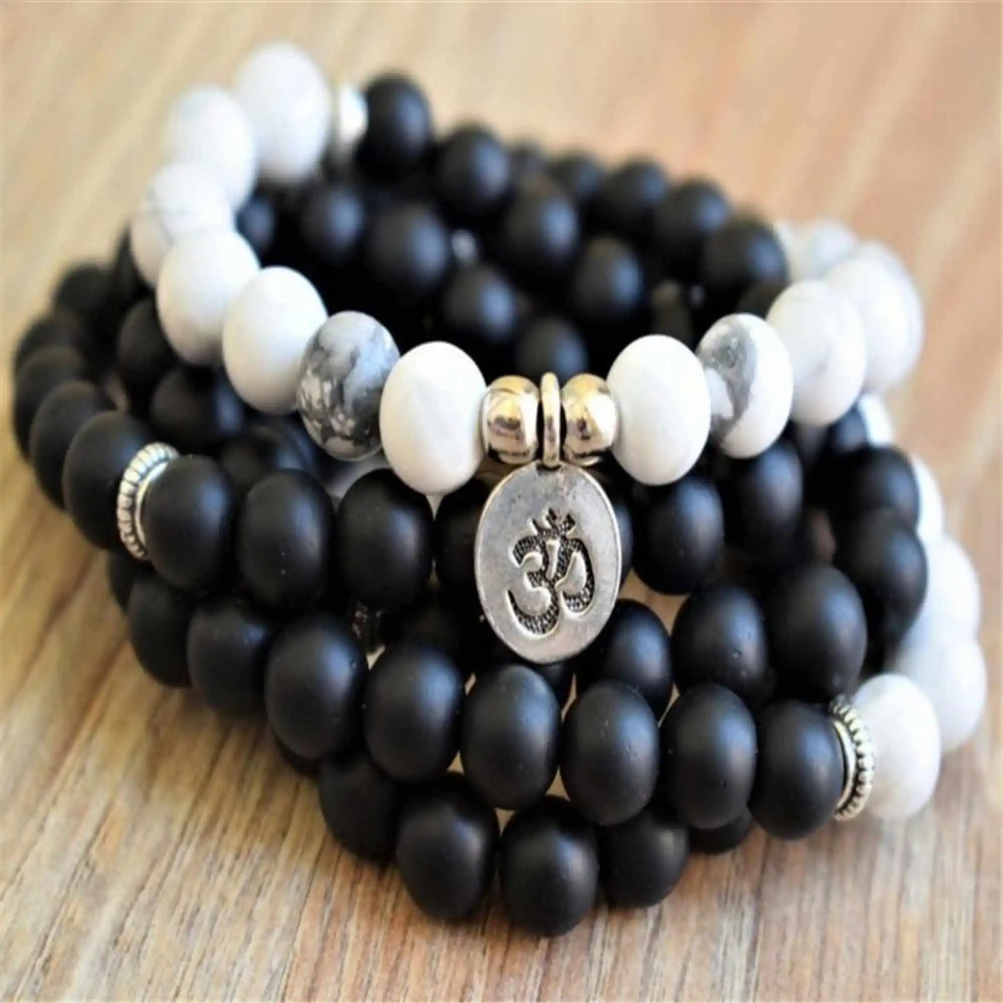 8mm Obsidian Bracelet 108 Beads Buddha Pendant Spirituality Mala Energy Unisex Party Buddhist Cuff Karma Prayer