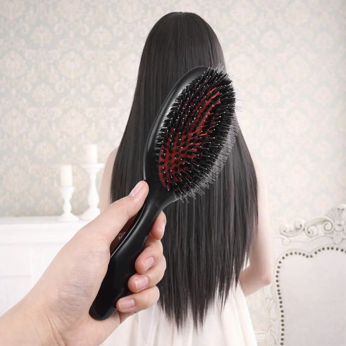 

Антистатическая расческа для волос, деревянная натуральная щетина, нейлоновая голова для женщин, контроль вьющихся волос, ежедневное использование, длинные, короткие, вьющиеся