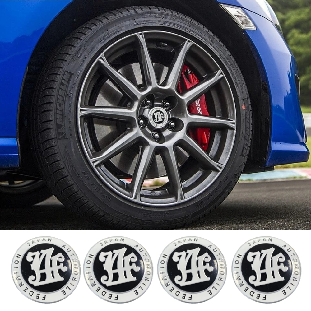 

4pcs 56mm 60mm JDM Style Car Wheel Center Caps Badge Logo Japan Automobile Federation JAF Emblem Stickers Hub Cover Accessories