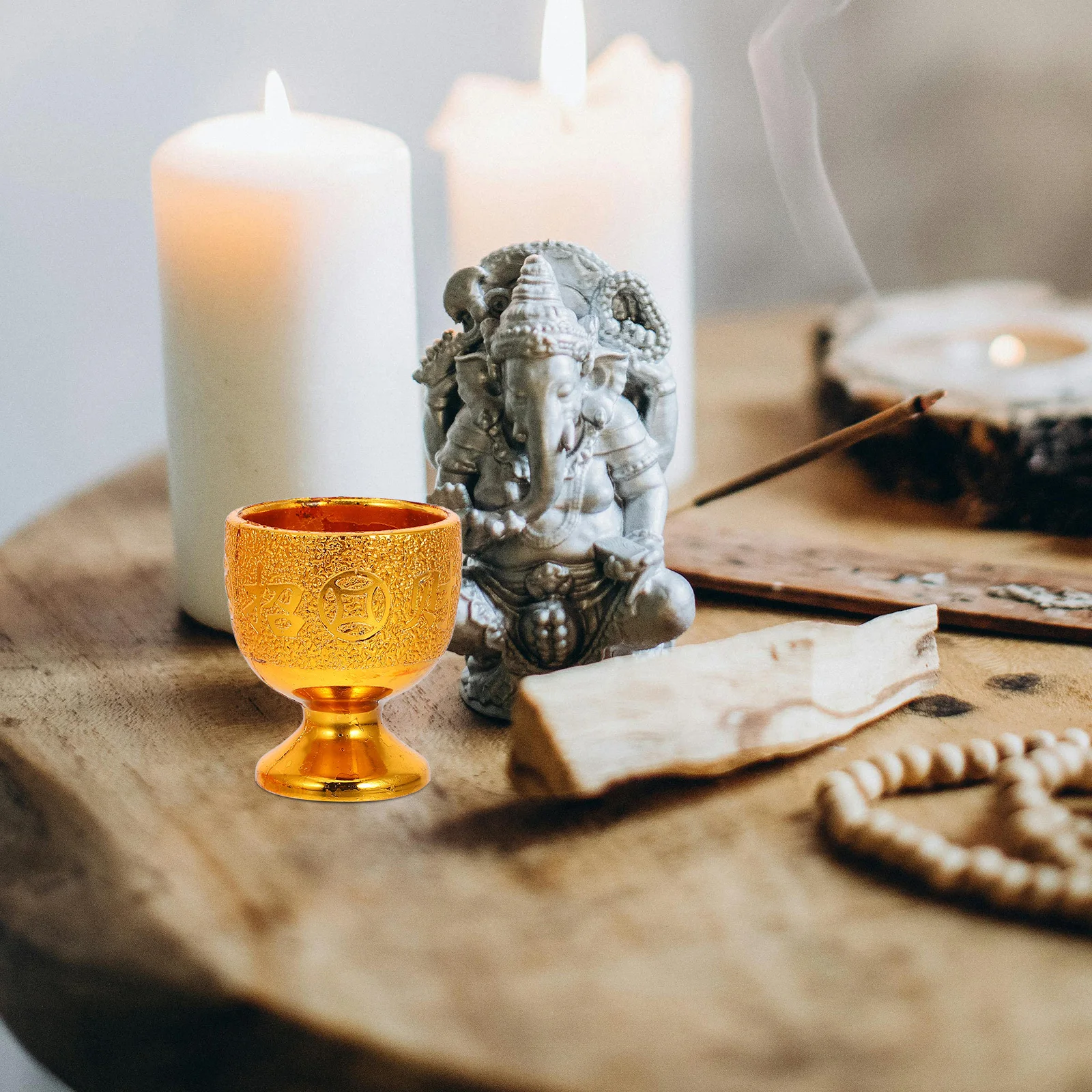 1 مجموعة كأس شاي التضحية البلاستيكية مع قاعدة البوذية التبتية عرض كوب لعبادة المعبد الطقوس المائية الزخرفية