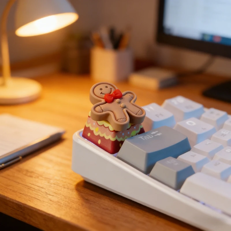 

Gingerbread Man Keycaps Are Cute and Personalized Keycaps Used for MX Axis Mechanical Keyboard Accessories As Gifts for Friends
