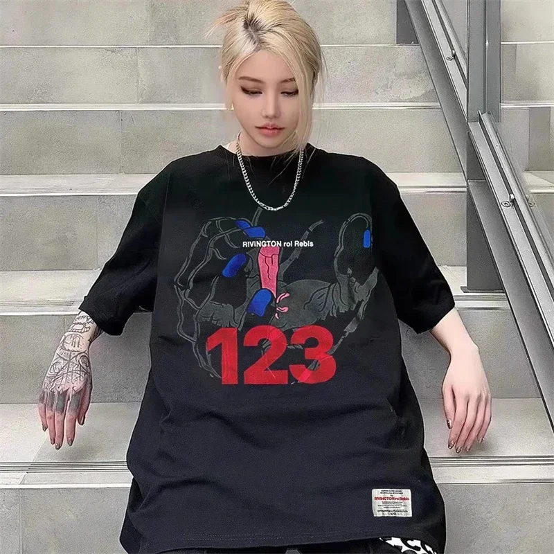 

Streetwear 1:1 Vintage RRR 123 T-shirt Men Women Oversize Washed RRR-123 Tee Tops T Shirt