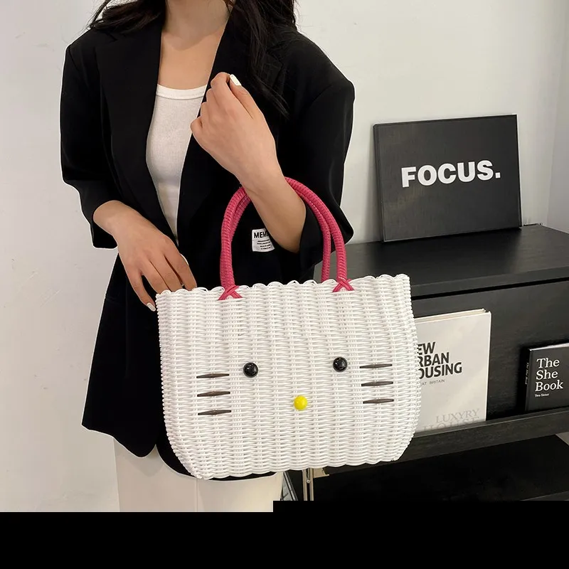 2023 New Fashion Simple Woven Handbag Women\'s Bags Large Capacity Tote Bag Girls Bag Beach Bag Shopping Bag Vegetable Basket Bag