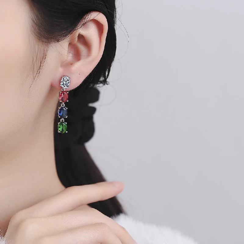 HuiSept Fashion Zircon Drop Earrings 925 Silver Jewelry Accessories for Women Wedding Engagement Party Promise Gift Wholesale image 2