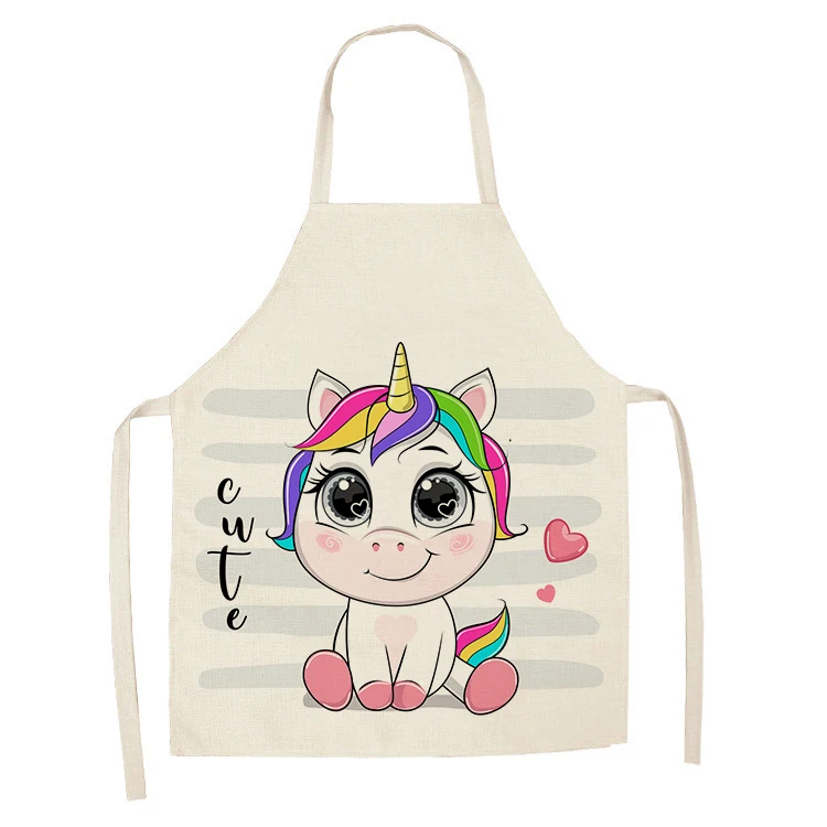 Male and female sleeveless printed kitchen apron linen household cleaner cartoon unicorn 1 piece