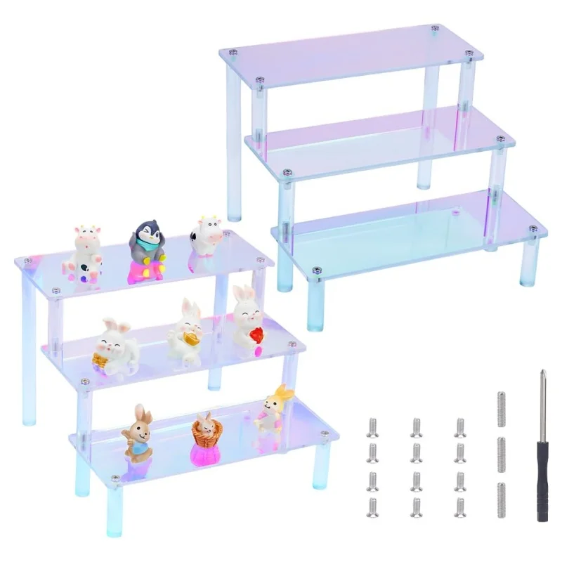 

2-5 Tiers Colorful Acrylic Stands for Display,Cupcakes Perfumes Figurines Toys Display Risers Stand Organizer .