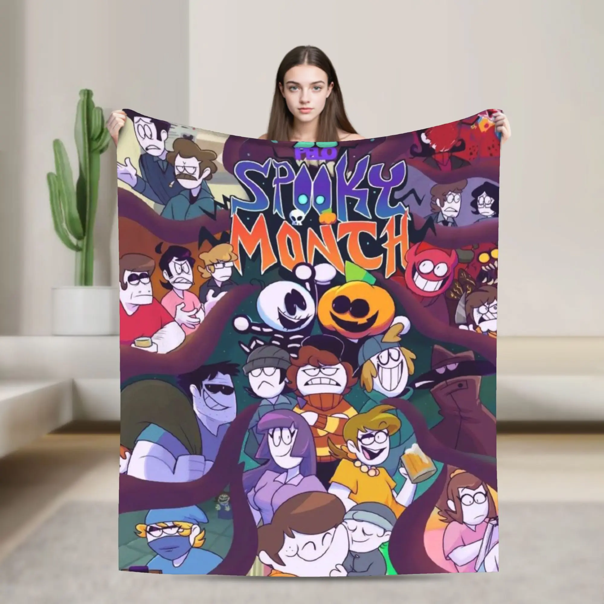 Spooky Month Blanket Quality Warm Soft  Throw Blanket Winter Airplane Travel Couch Chair Sofa Bed Aesthetic Bedspread