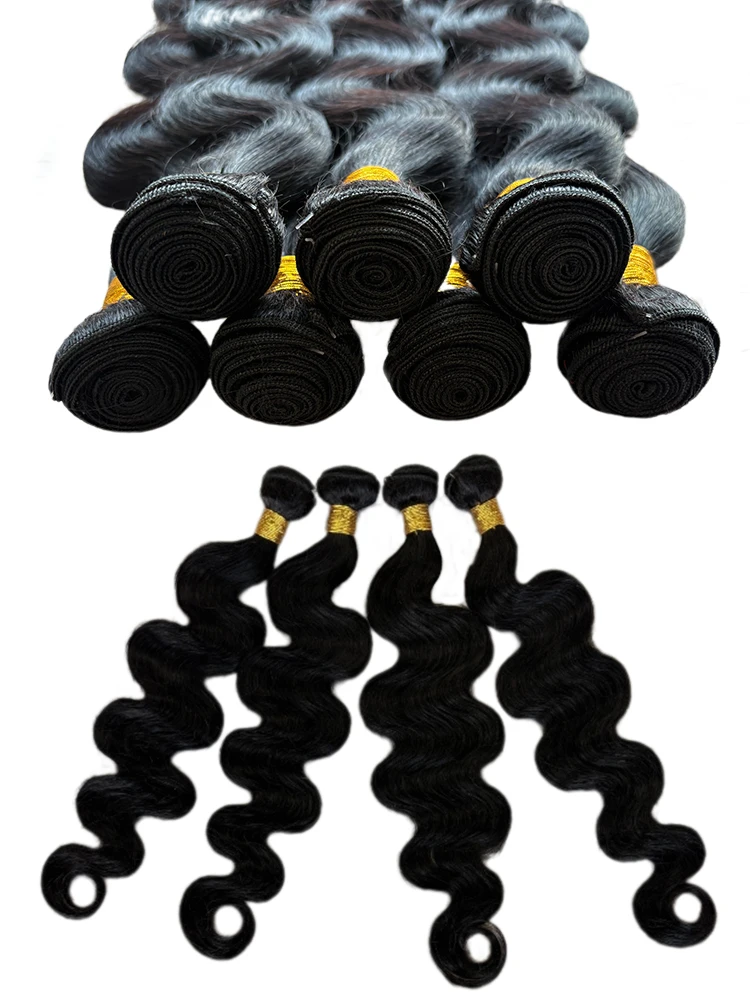 Black Body Wave Brazilian Human Hair Bundles 100% Unprocessed Virgin Hair Weave Extensions 14 16 18 20 30 36 Inches Human Hair image 3