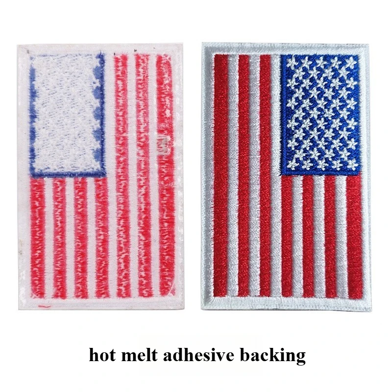 8x5cm National Flags Embroidered Patches with Hot Glue Backing Asian European American Countries Iron-on Flag Badge Customizable