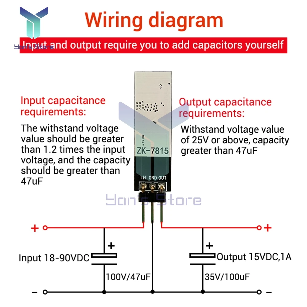 1 pz LM7815 DC-DC18-90V modulo di alimentazione Step-down 1A regolabile Step-down modulo fai da te regolatore di tensione 15V per Arduino