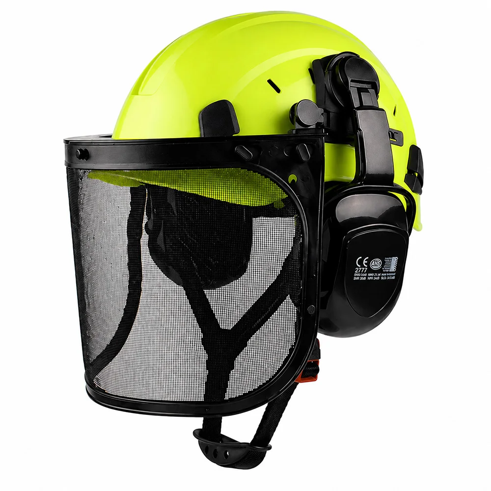 

CE Forestry Safety Helmet 3 in 1 Chainsaw Hard Hat Mesh Face Shield Ear Muffs for Arborist Logging Gardening Work Protective Cap