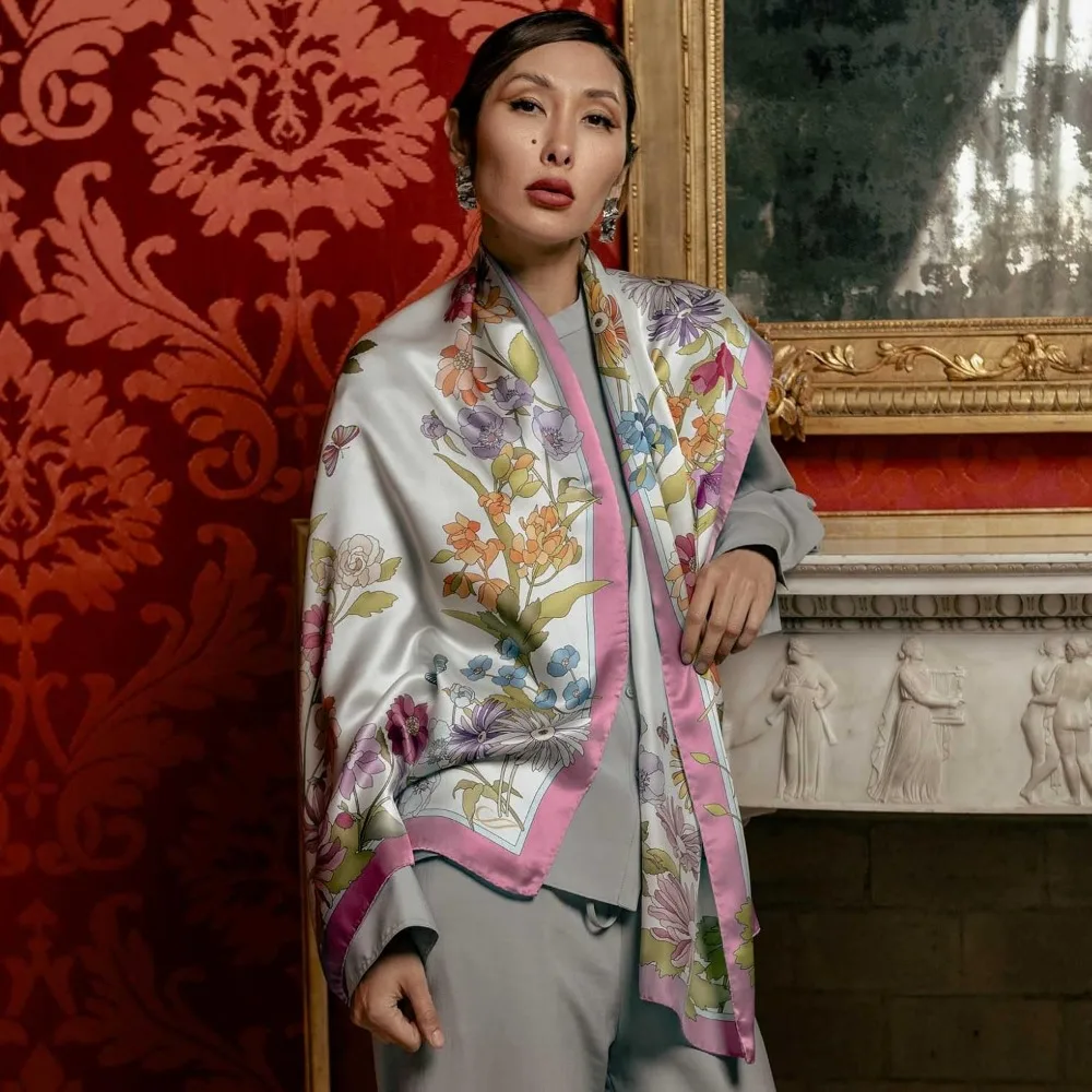 100% Silk Italian-Made Fashion Long Scarves for Women - Elegant Style Accessories