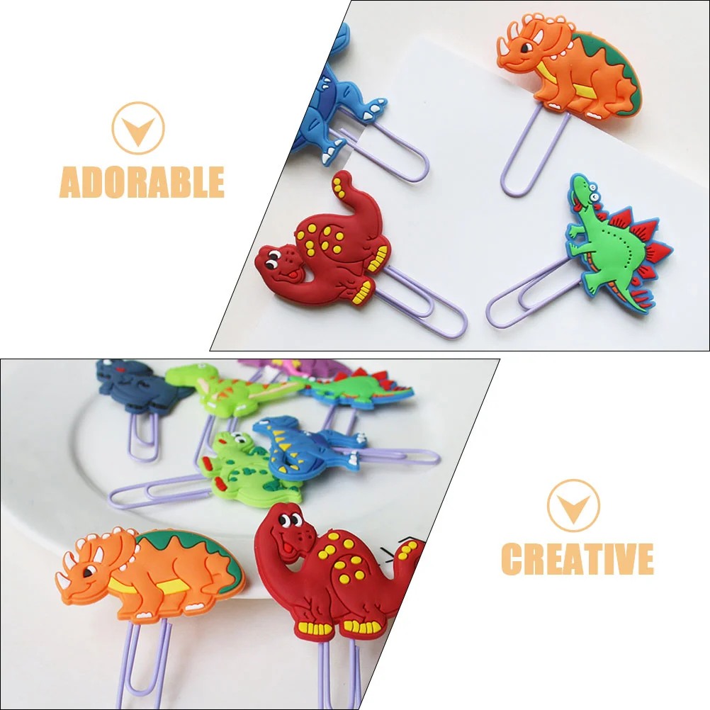 8 Pcs Dinosaur Bookmark Paperclip Multi-use Clips Cute Various Paperclips Shaped Pvc Document Decorative