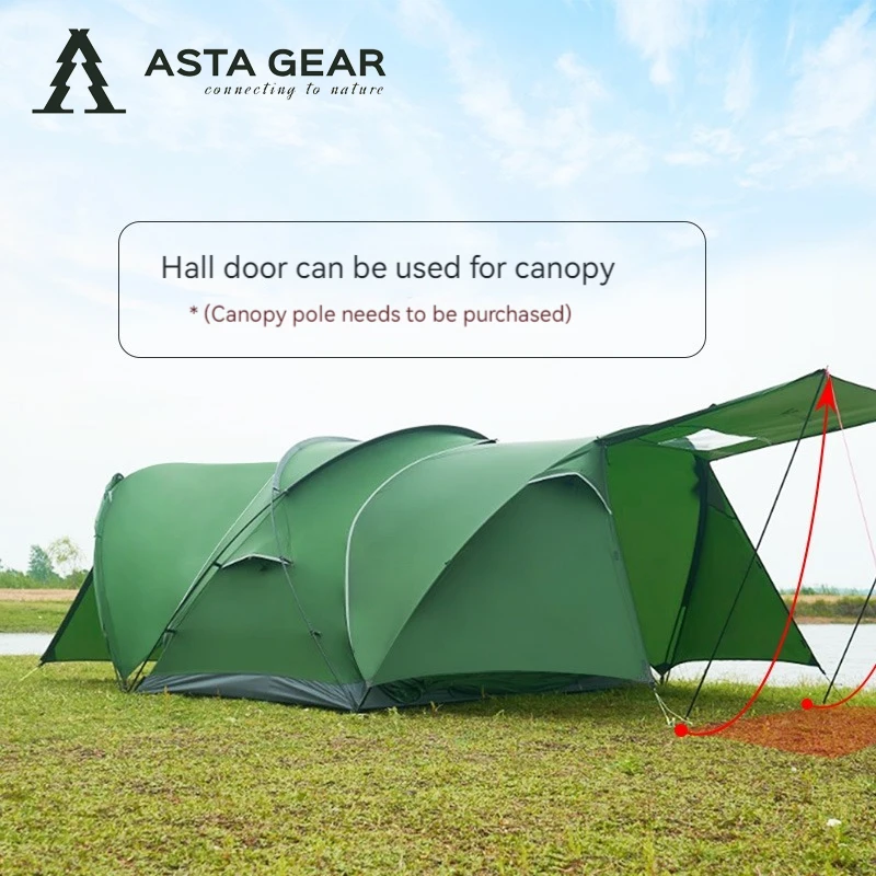 Imagem -04 - Asta Gear-portable Pea Outdoor Camping Tent Windproof Entrada Expansão Tent Família de um Quarto Chaminé Boca