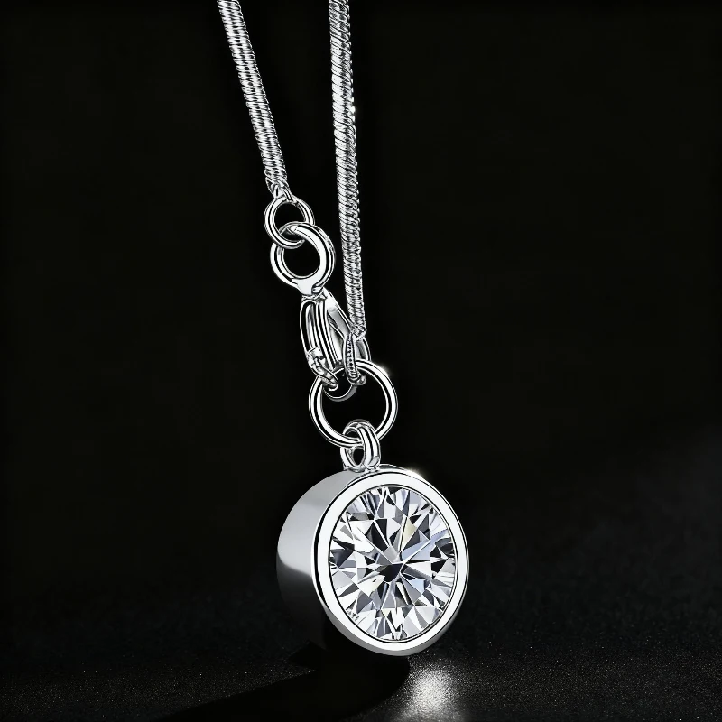 قلادة من الفضة عيار 925 عيار 1 قيراط مويسانيتي مستديرة متعددة الاستخدامات للرجال والنساء عالية الجودة #2