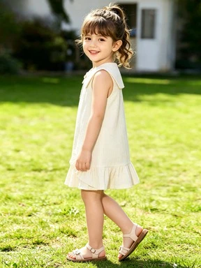 Girls' French dress summer new gentle pleated ruffled vest princess dress