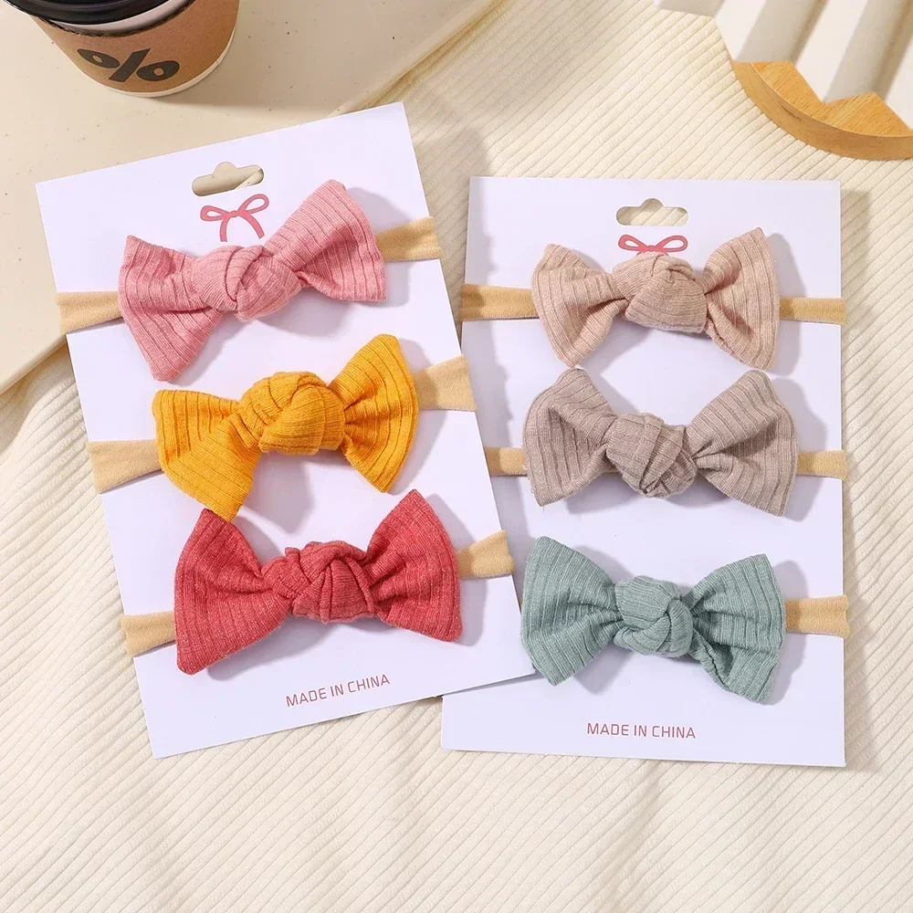 3Pcs/set Soft Headbands Set Personalized Twisted Nylon Head Band Solid Color Elastic Hair Band Infant Baby Hair Accessories