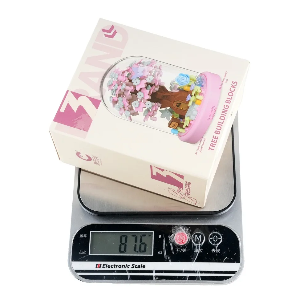 Juego de bloques de construcción de casa del árbol Sakura, ramo de flores de cerezo artesanal, juguete para el día de plantación, regalo para niñas y niños, puesto de decoración del hogar