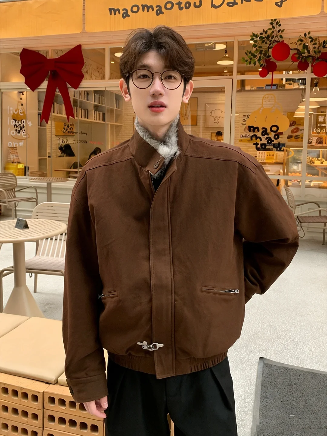 

Коричневая хлопковая куртка Aircrt Bule Mountain Eagle для мужчин, зимняя, в американском стиле, с деконструированным меховым воротником, рабочая одежда, на флисовой подкладке