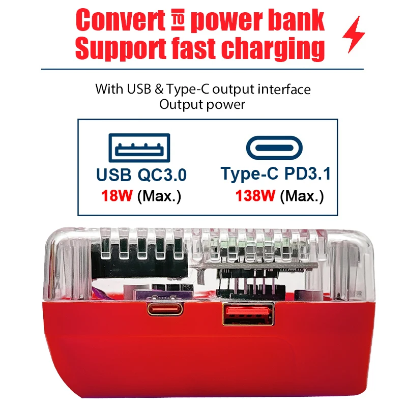 Lithium Battery Charger For Makita For DeWalt For Milwaukee For M18 For Bosch Digital Display Adapter Converter USB C Power Bank view 4