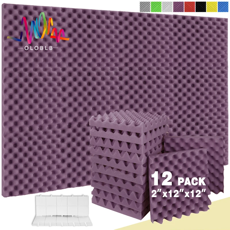 Sound Insulation Absorbing Home And Office 12pcs Egg Crate Panels Acoustic Foam Sound Proof Wall Tiles For Recoding Studio