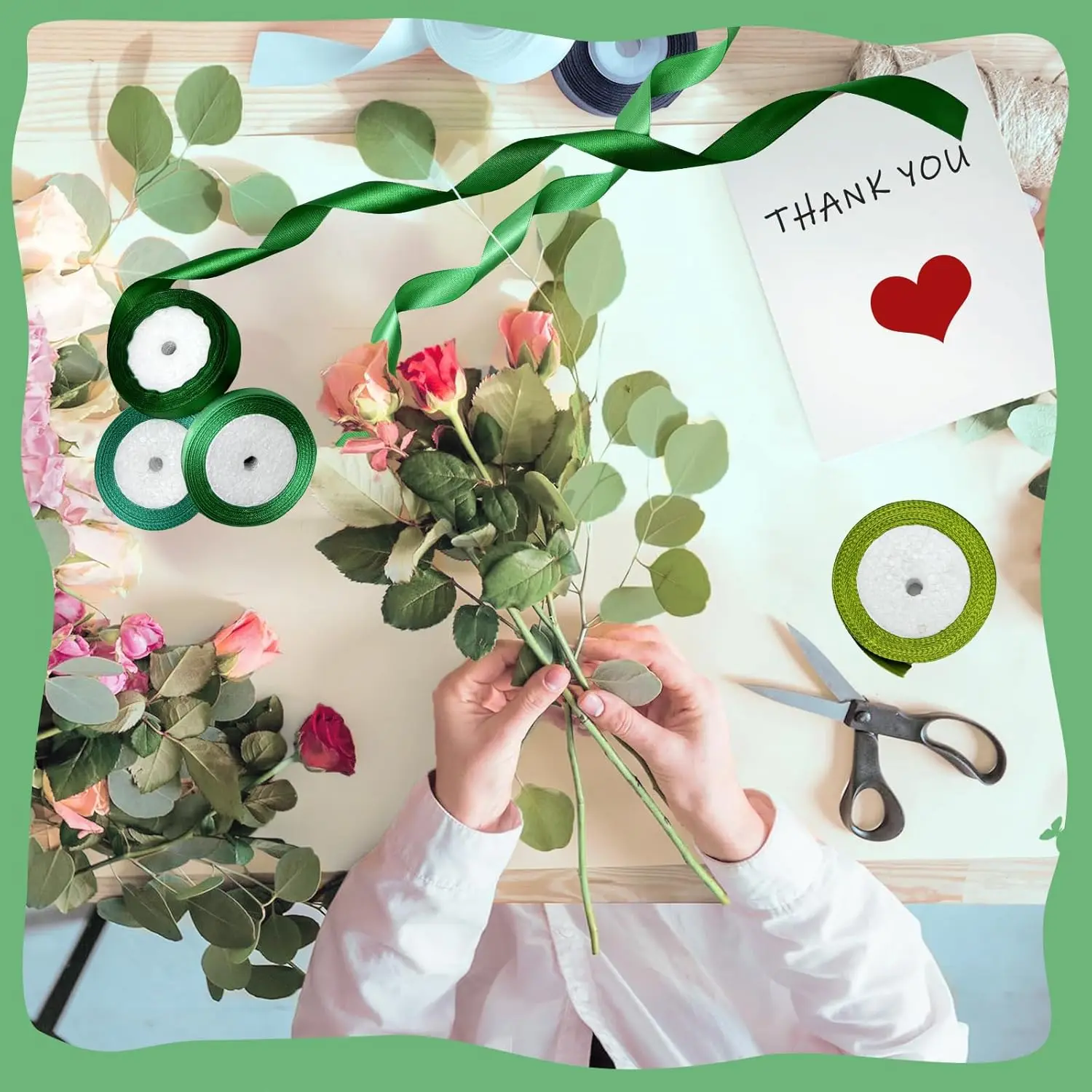 6 Rollen 150 Yards sortiertes einfarbiges Seidenband aus Satin und Satin für Hochzeitseinladungssträuße, Geburtstagsfeier, DIY-Geschenkverpackung – Detail 14