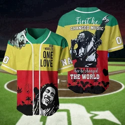 New Arriavl Vintage Reggae OneLove Bob Marley Print Jersey Fashion Men's Baseball Jersey Oversized Special Baseball Jerseys