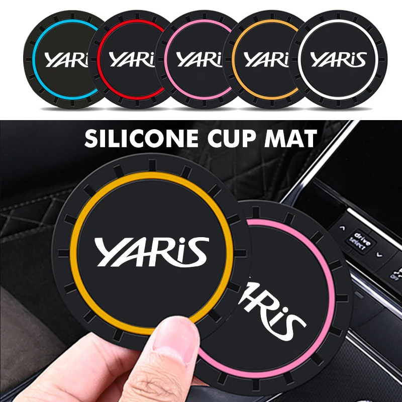 2pcs Car Water Cup Pad Rubber Mat Anti-skid Holders Accsesories For Toyota Prado 90 120 150 J90 J120 J150 LC90 LC150 Yaris 2022