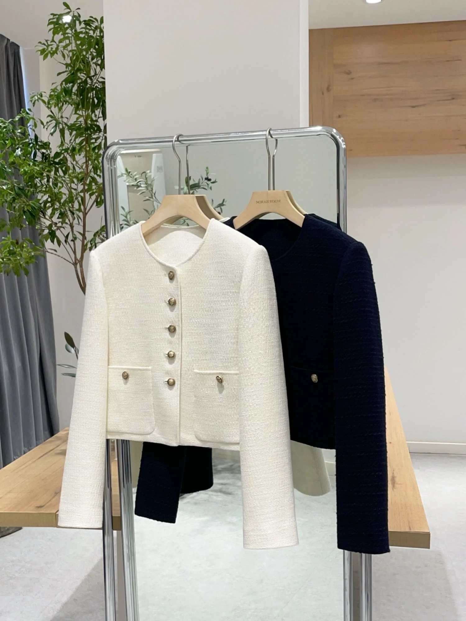 

Nok Xiaola Authentic Brand ort Quilted Cotton Jaet Fraant Wind Sle Metal Bule ket Detail Regular Fit