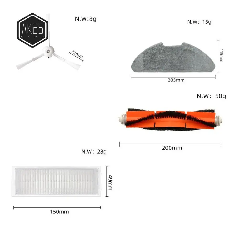 

Фильтр HEPA AK25 для робота-пылесоса Xiaomi Robot Vacuum-Mop 2 Pro MJST1SHW, салфетка для влажной уборки, основная и боковые щетки, аксессуары для пылесоса Mijia