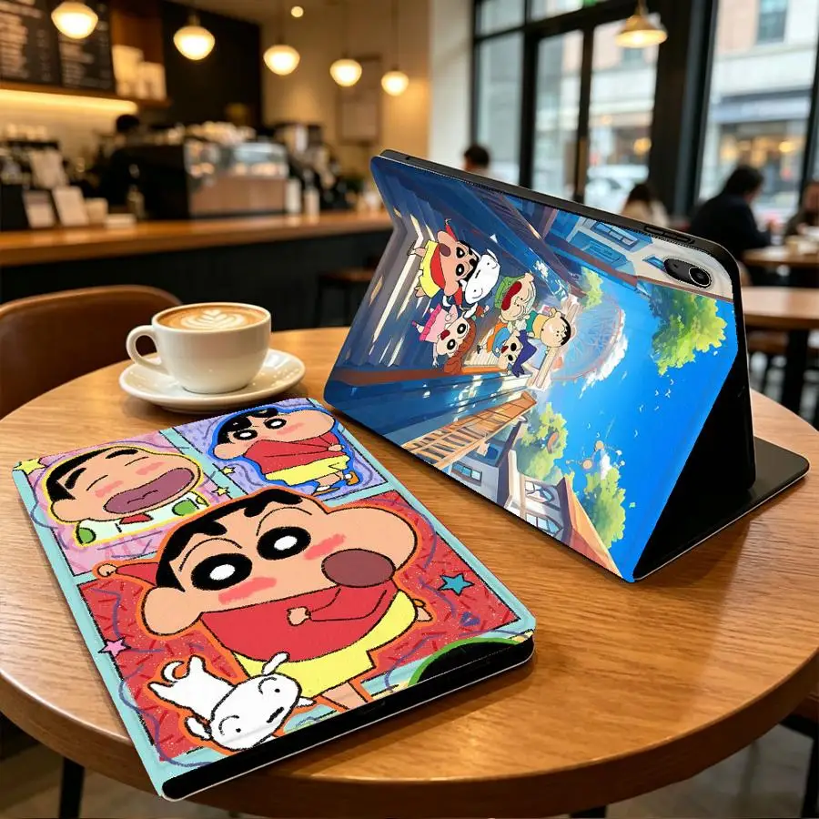 Cute Shin-Chans Friends Case for Apple iPad Air 11 13 M4 M3 M2 A16 2026 Pro11 13 10th 7/8/9th with Pencil Slot Air 4/5/6th