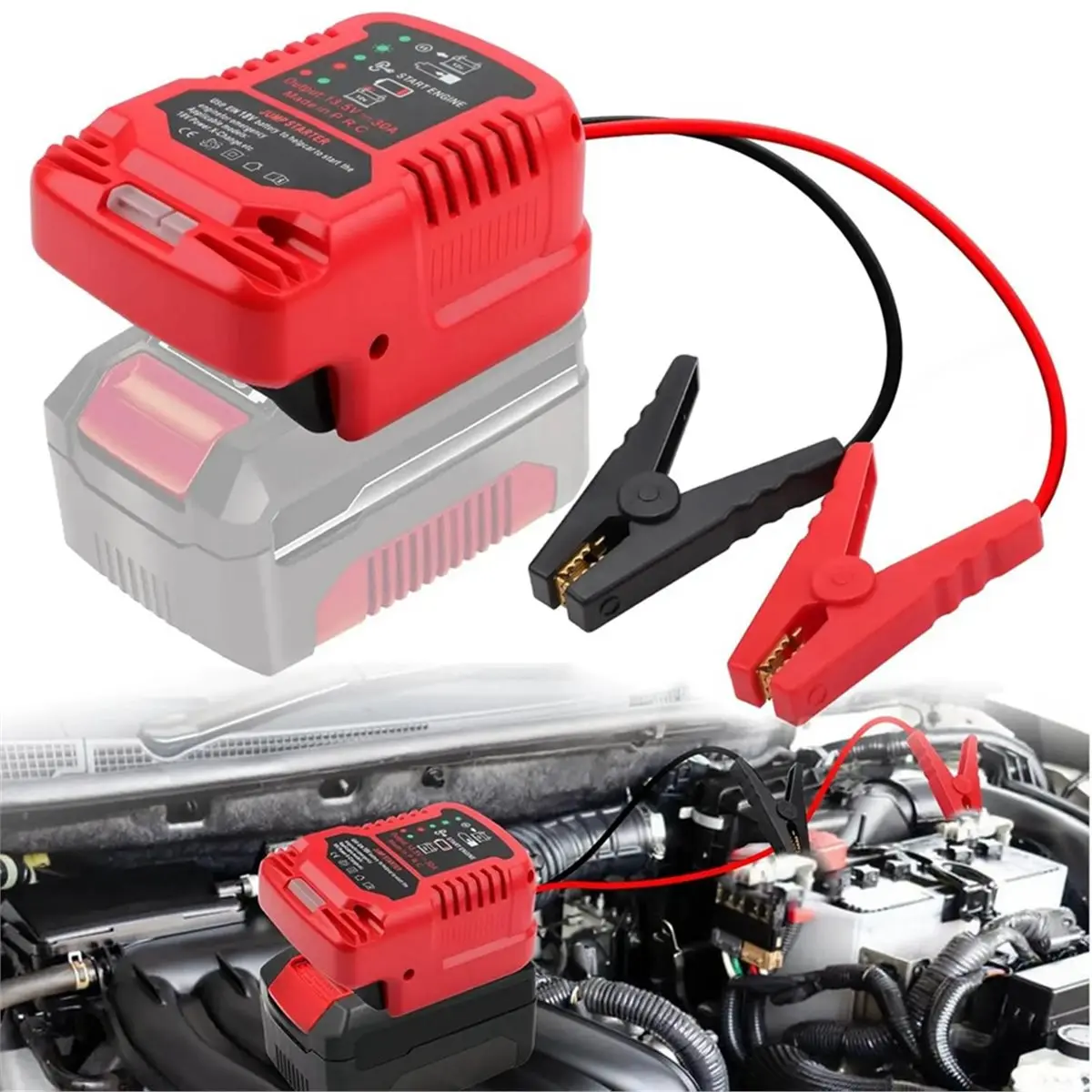 a94z-ポータブル自動車ジャンプアダプター、18vリチウムバッテリー充電器用ケーブル付き、パワーバンク始動アダプター