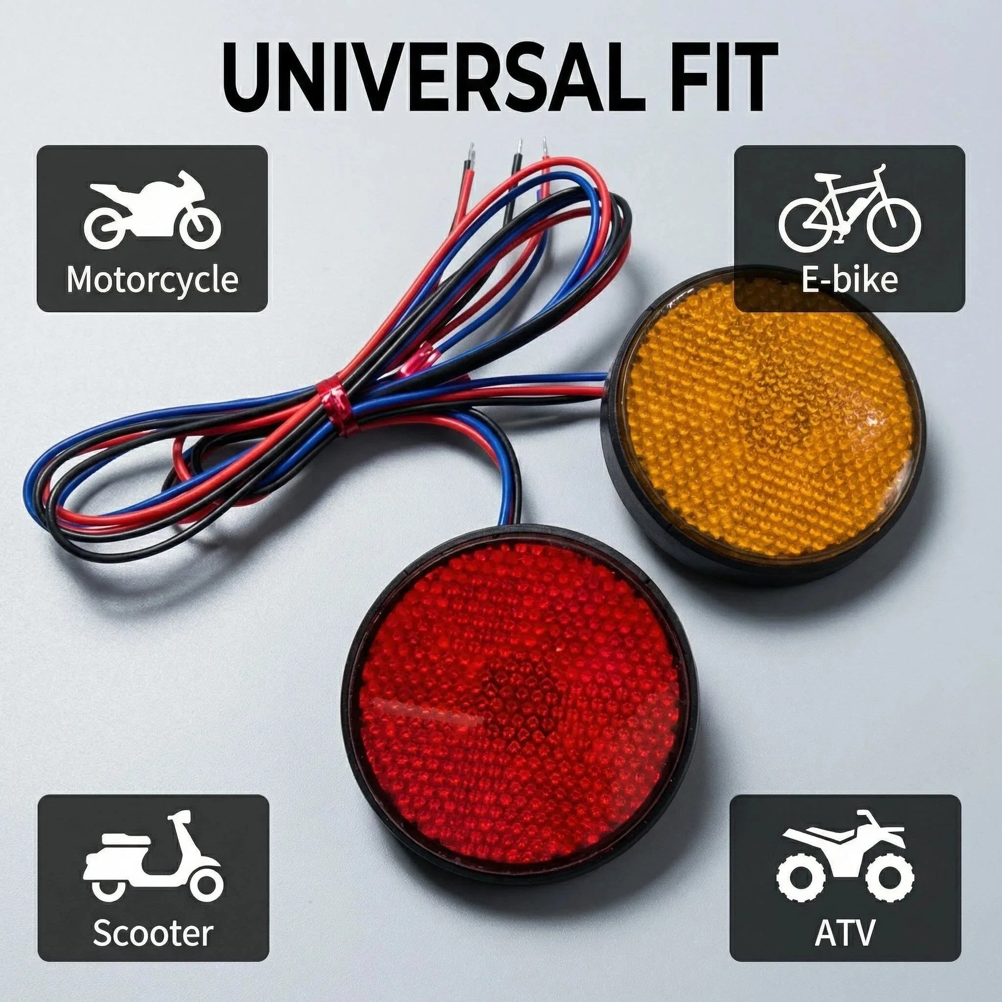 Motorcycle LED reflector Brake taillight turn signal Circular LED lattice retro reflector reflector motorcycle lights