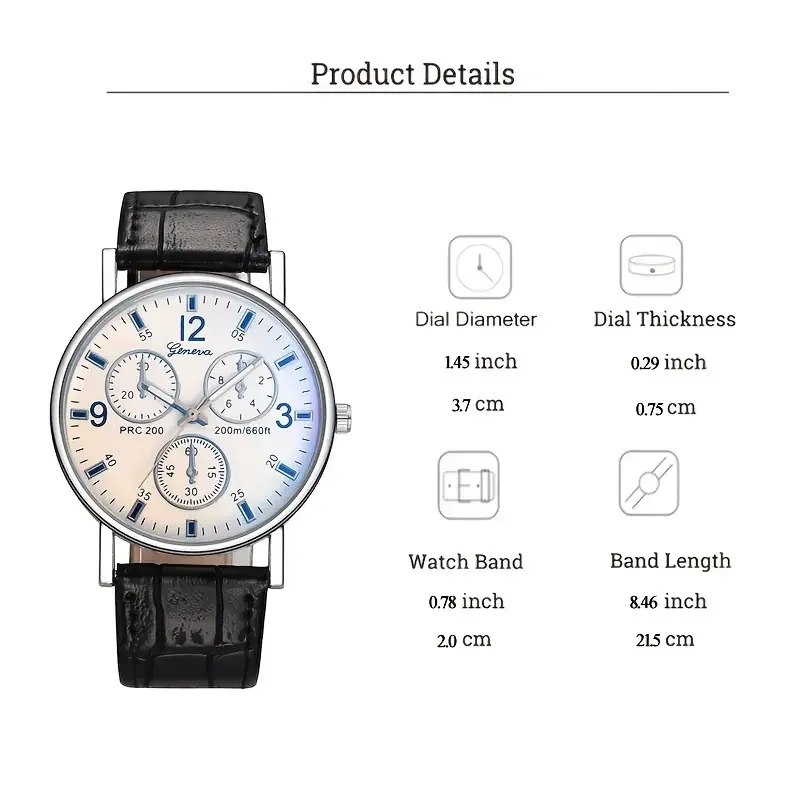 ساعة رجالية ساعة كوارتز بحزام جلدي للرجال #4