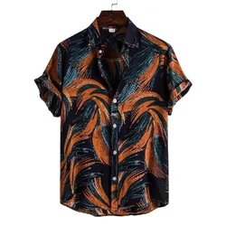 Retro 3d Print Tropical Plants Hawaiian Shirt Men Casual Fashion Beach Short Sleeve Tops Streetwear Aloha Blouse Male Clothing