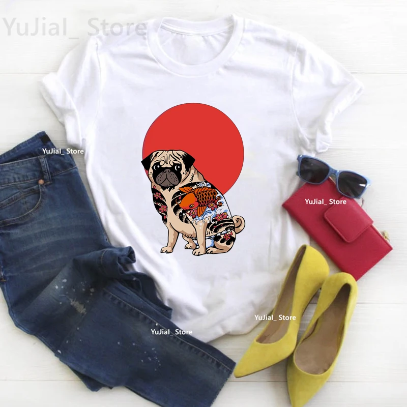 

Pug And Friends Vegan Flowers Print T Shirt Girls Botanical French Bulldog/Chihuahua Dog Lover Tshirt Women Harajuku Shirt