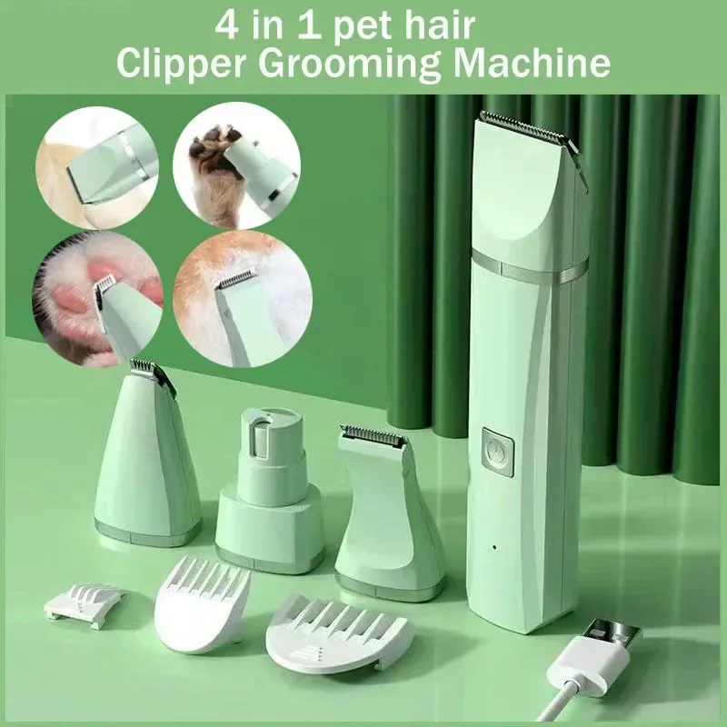 

4-in-1 Multi-functional Type c Charge Dog Clippers Cordless Convenient Pet Shaver Trimmers Low Noise Pets Grooming Tools