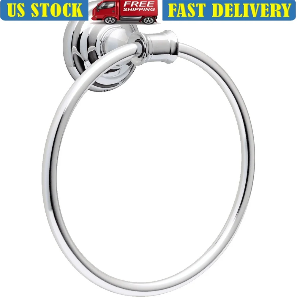 

Прочное хромированное кольцо для полотенец, устойчивый к ржавчине держатель для полотенец для рук, простая установка, монтажное оборудование в комплекте, аксессуар для ванной комнаты