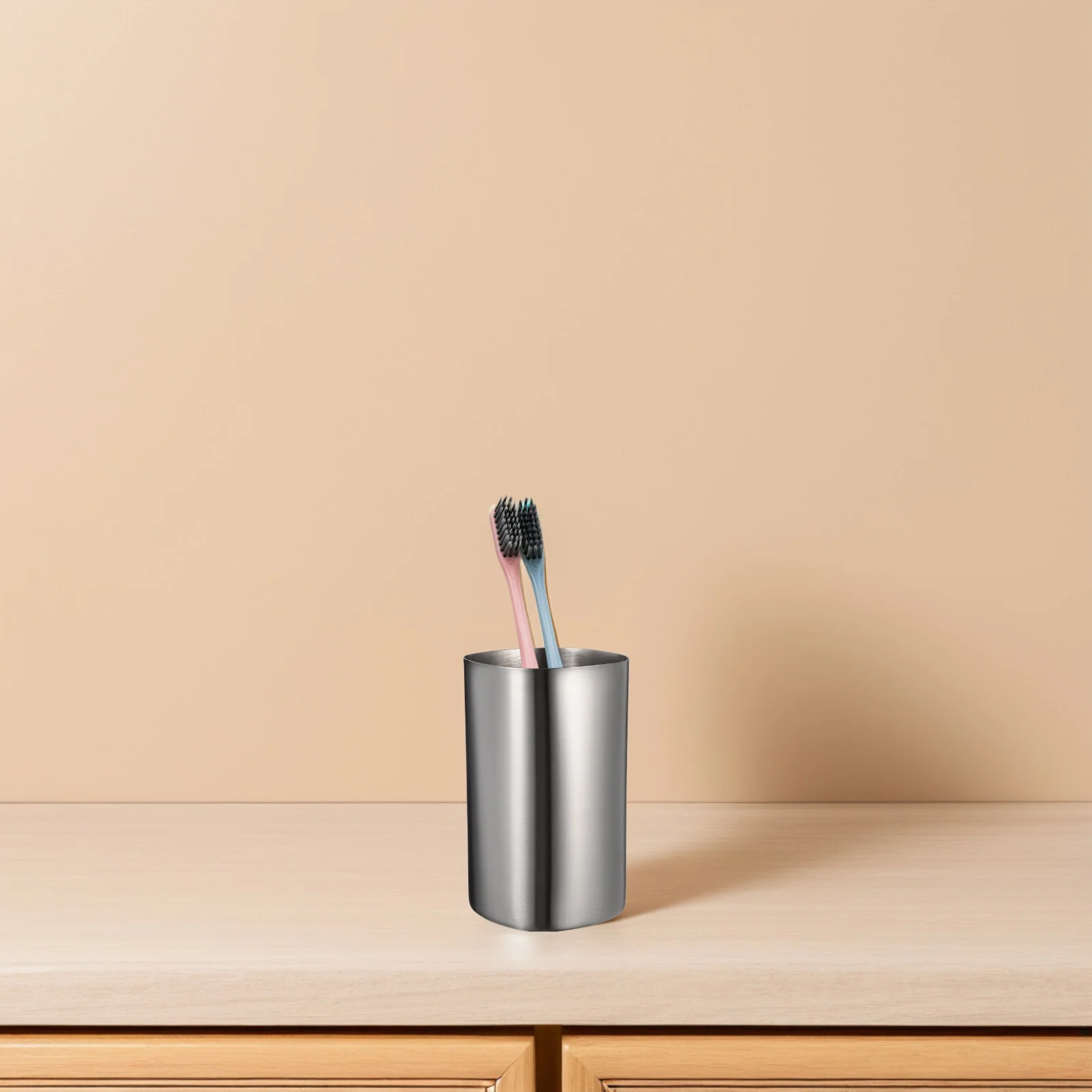 1 قطعة بهلوان معدني من الفولاذ المقاوم للصدأ فرشاة أسنان كوب خفيف الوزن وسهل التنظيف للحمام المنزلي كوب معدني القدح