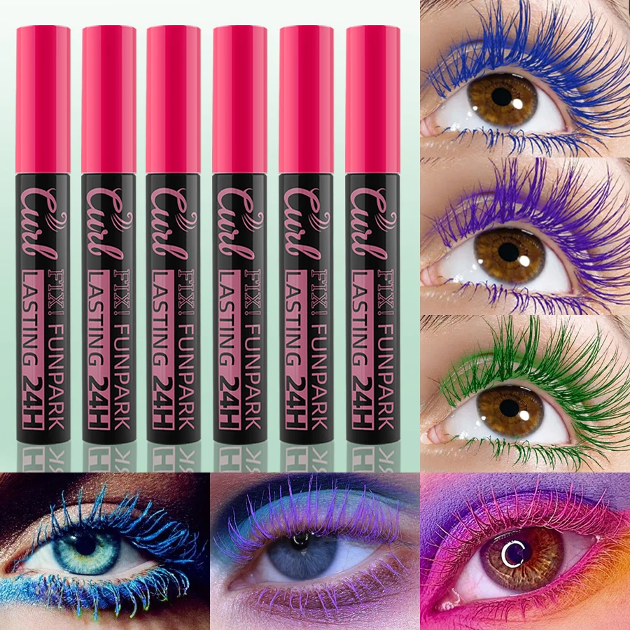 9 สี Curling มาสคาร่ากันน้ําแห้งเร็ว Eyelashes Extension Multicolor Lashes แต่งหน้ายาวนานสีขาวสีฟ้าสีม่วงสีแดง Masca