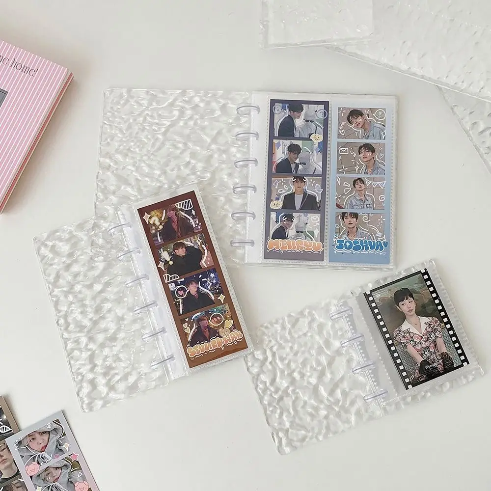 High Quality Transparent Water Ripple Photocards Holder Mushroom Hole Vertical Photo Album Loose Leaf Bill Storage Booklet Gift
