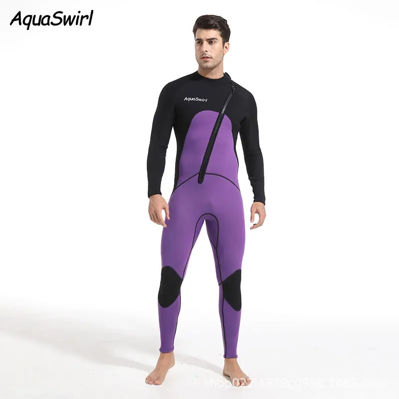 3mm Men\'s Scuba Dive Suit Neoprene Swimsuit Front Zip Wetsuit Keep Warm Diving Surfing Snorkeling Kayaking Full Body Swimwear