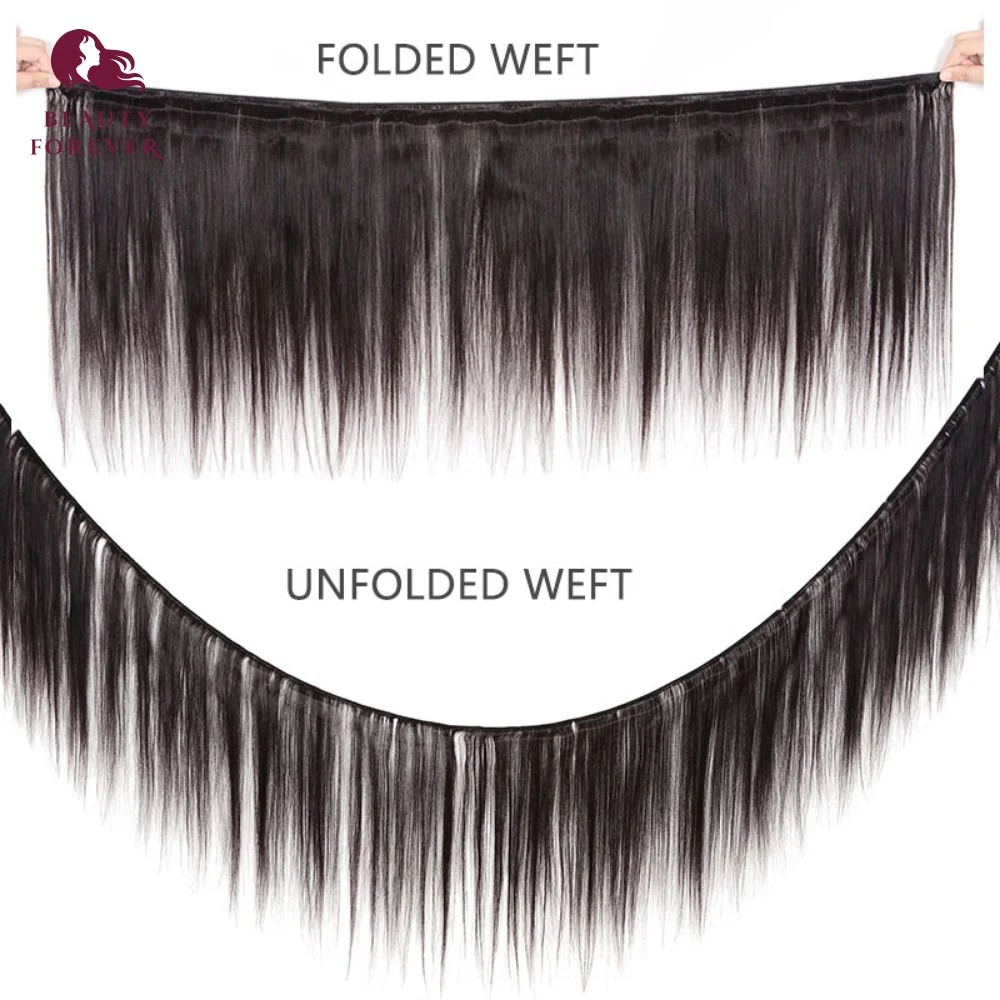 Beauty Forever Indian Raw Straight Human Hair Bundles With Closure 4*4 Free/Middle/Three Part Virgin Hair Weave Extension