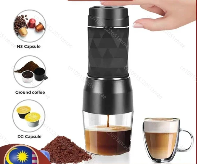 Portable Coffee Maker Espresso Machine Portable for Travel and Picnic Hand Press Capsule Ground Coffee Brewer