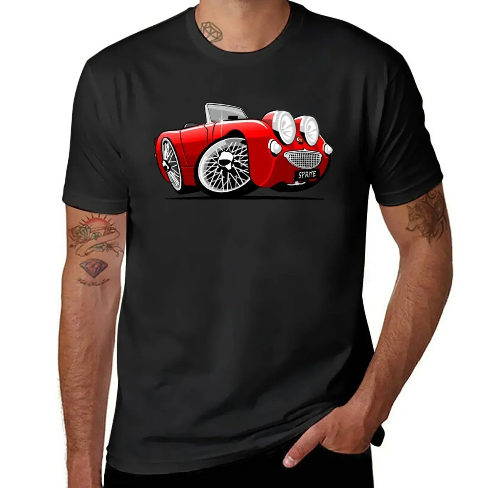 Austin Healey Sprite caricature red T-Shirt customs design your own plus size tops graphic tee shirt for a boy Men's t-shirt